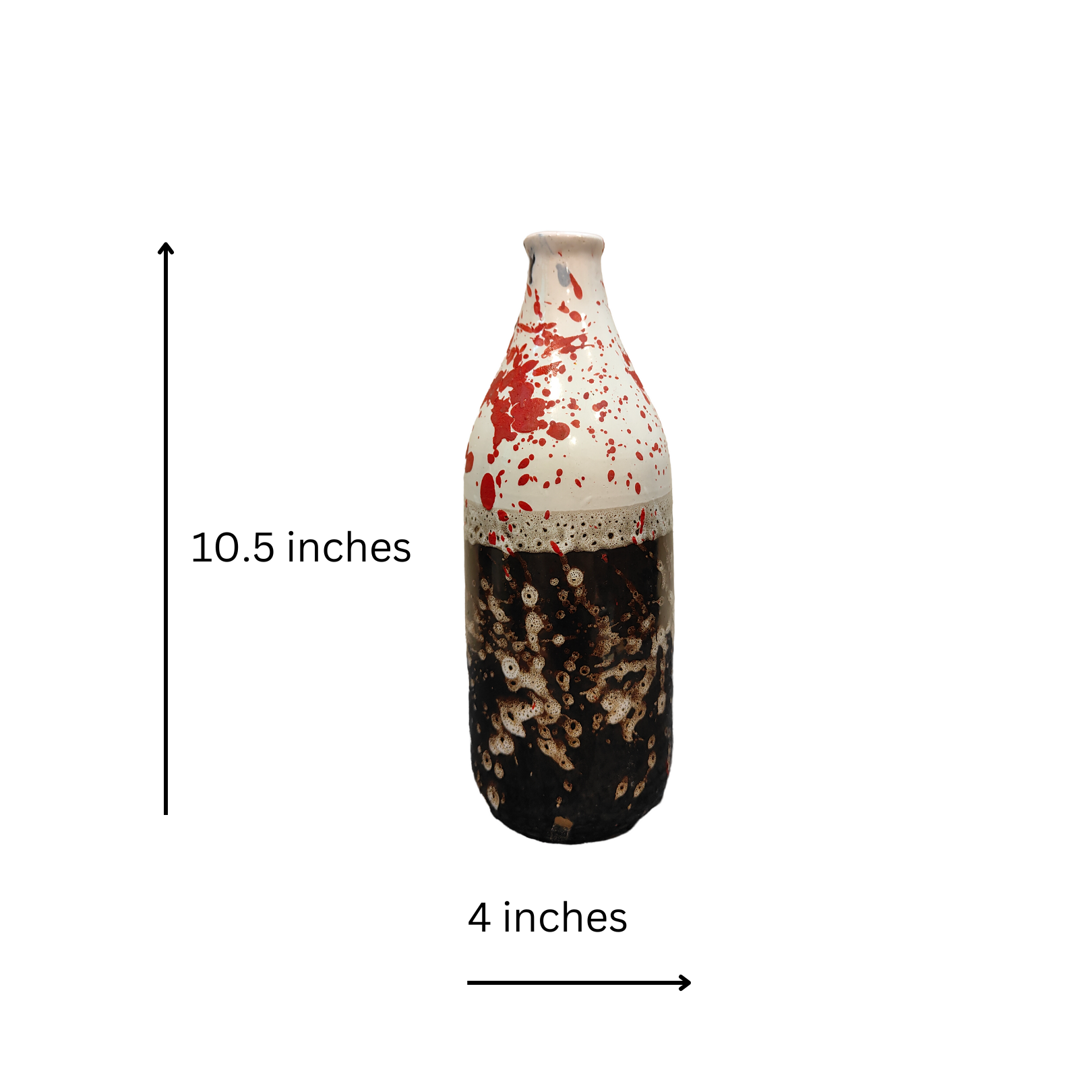 Red and Brown Ceramic Bottle Vase – Decorative Bottle Shape Vase 10cm Diameter 26.5cm Height – Modern Home Décor for Flowers Plants or Accent Piece