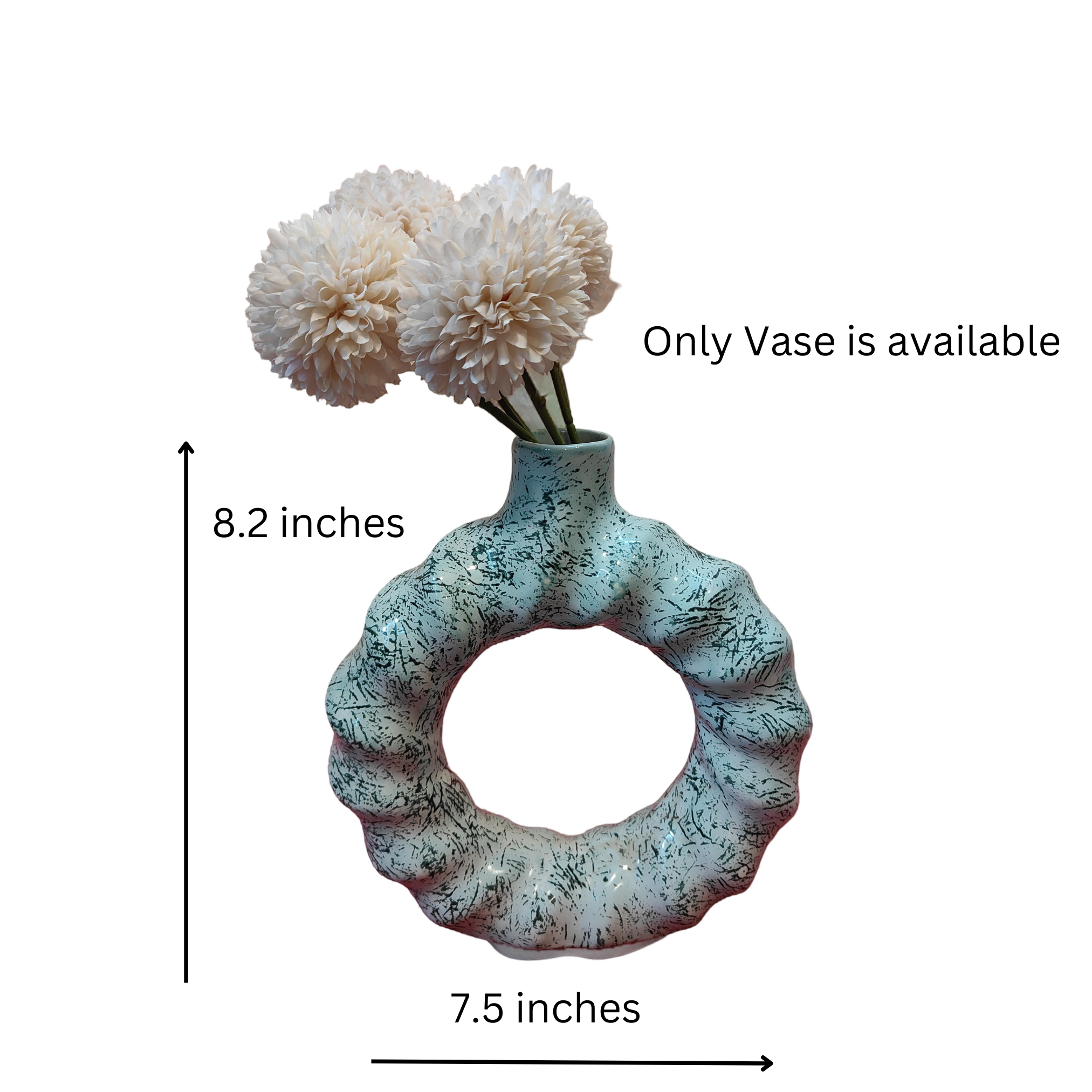 Green Spiral Design Donut Vase 7.5 x 2.2 x 8.2 in Ceramic Decorative Vase with Unique Spiral Pattern Ideal for Fresh or Artificial Flowers Home Decor Accent Piece