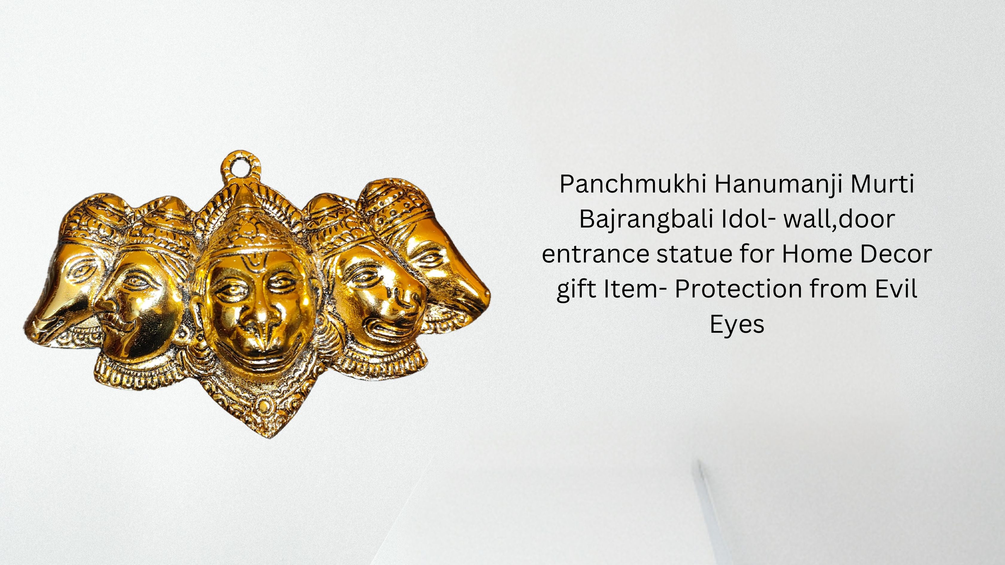 Panchmukhi Hanuman Ji Brass Showpiece 7 x 1.5 x 4.5 in  Golden Hanuman Statue for Home Decor Protection from Evil Eyes Spiritual and Decorative Religious Figurine