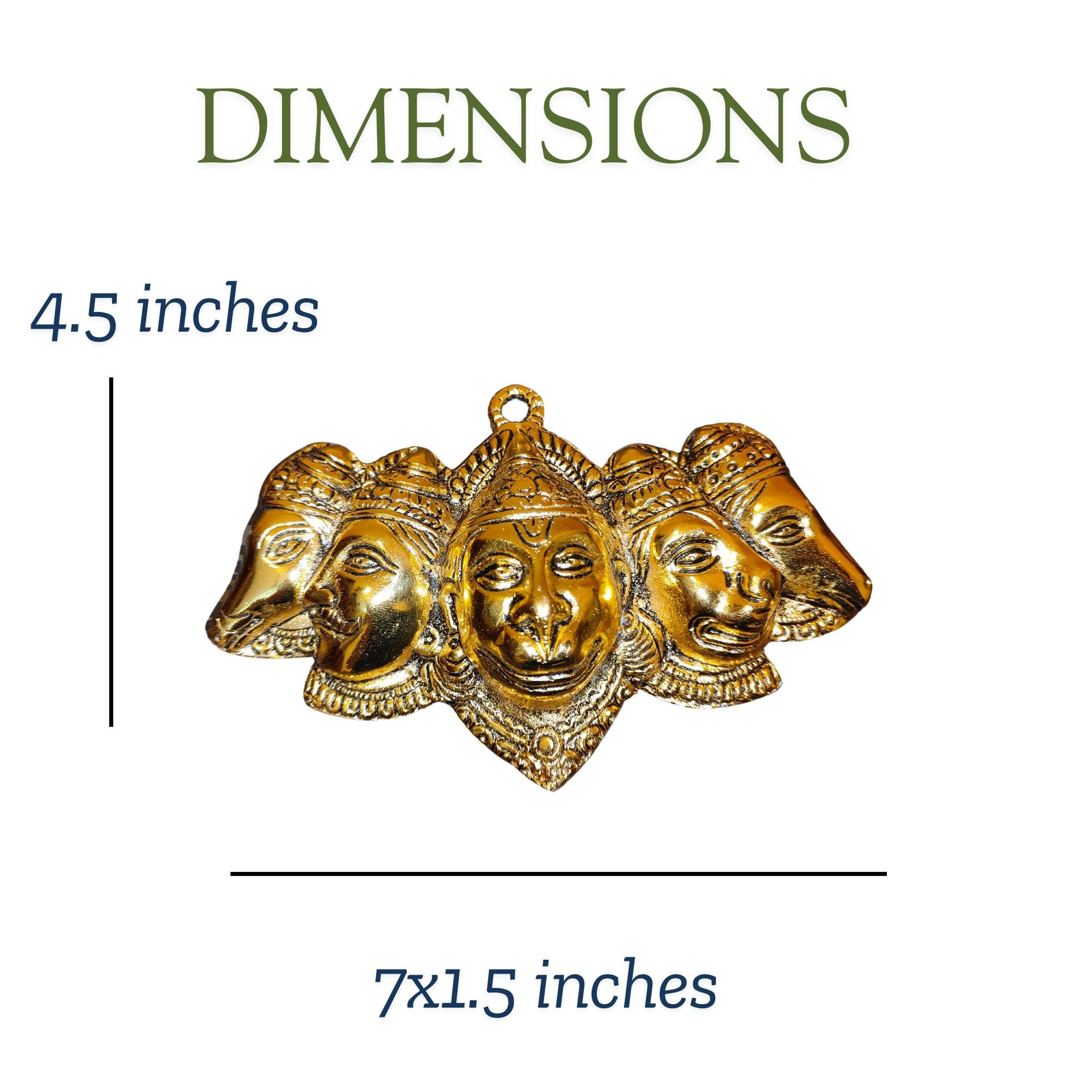 Panchmukhi Hanuman Ji Brass Showpiece 7 x 1.5 x 4.5 in  Golden Hanuman Statue for Home Decor Protection from Evil Eyes Spiritual and Decorative Religious Figurine
