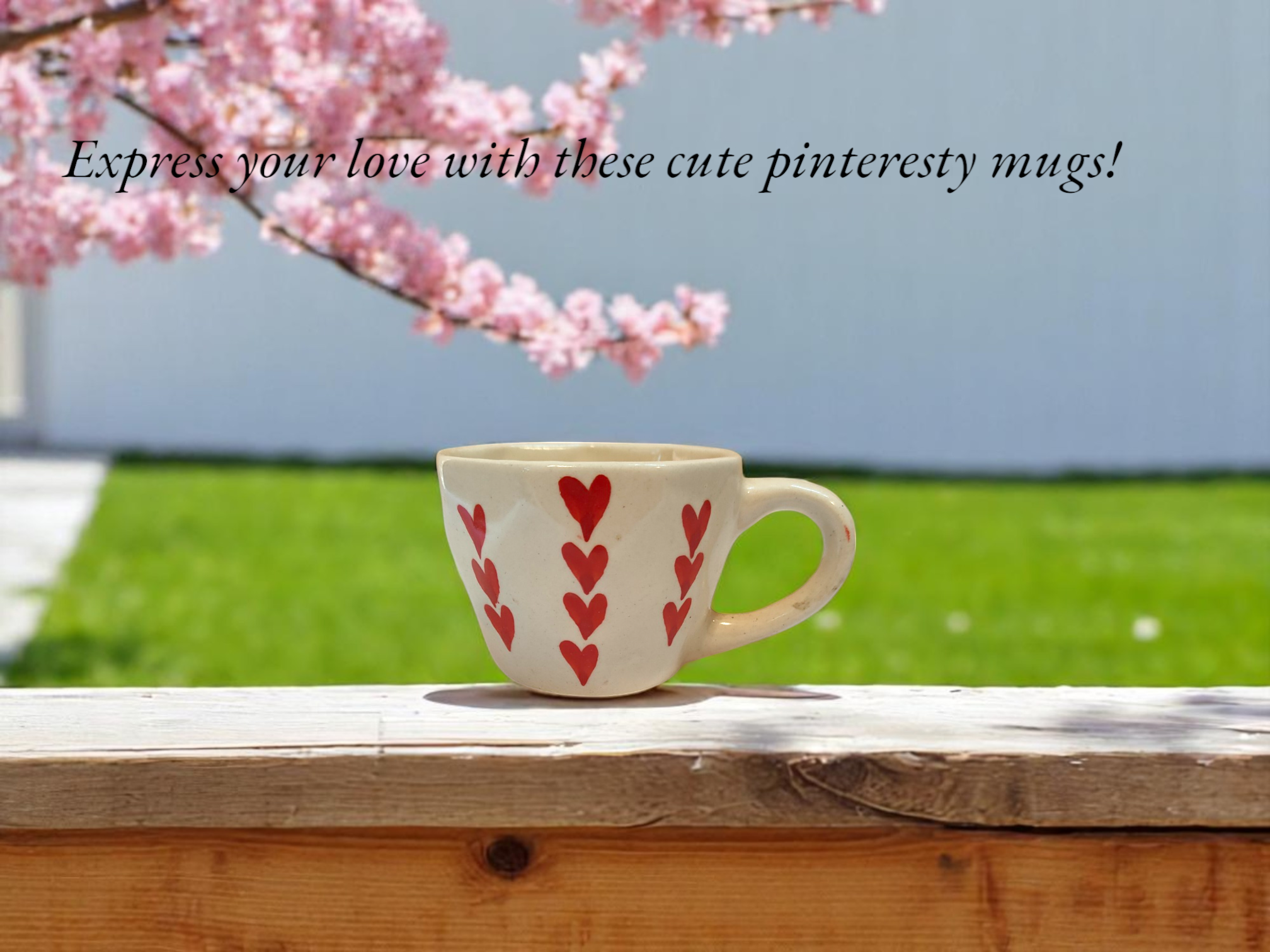 Red Heart Printed Ceramic Mug Coffee/Tea Mug White Textured Finish with Red Hearts Romantic Gift for Women Girls Valentine Anniversary Birthday