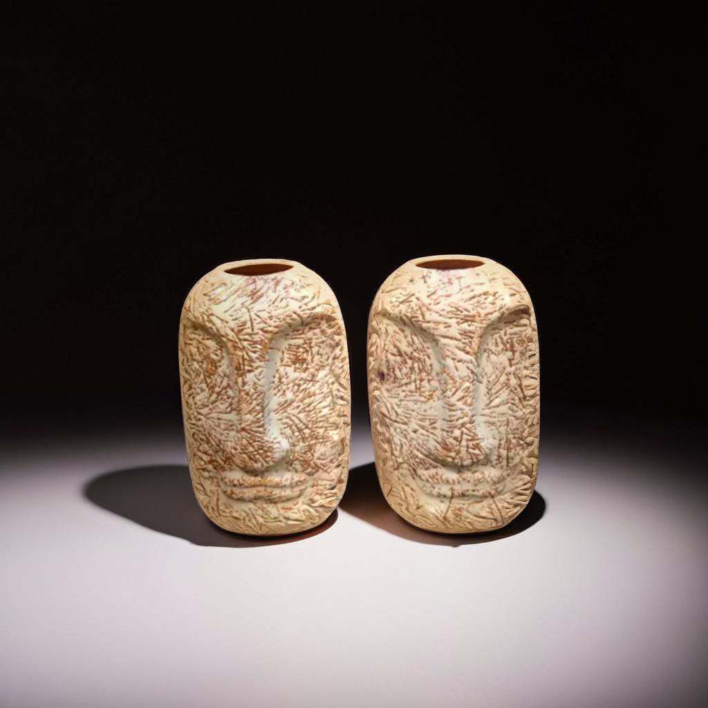 Set of Face Shape Small Vases Ceramic Face-Shaped Decorative Vases 10.5 cm Diameter 15 cm Height Modern Artistic Home Décor for Flowers or Table Display
