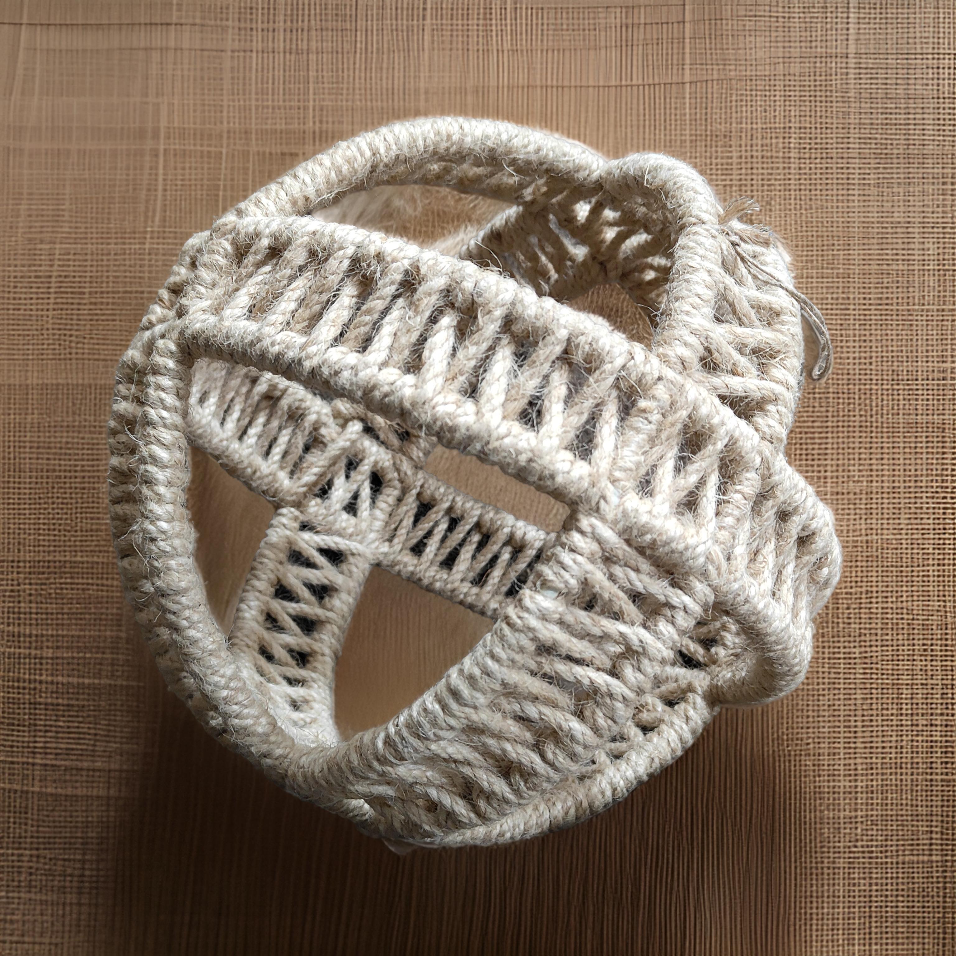 Woven Jute Metallic Ball Decorative Metal and Jute Showpiece 14x14x14 Inches Rustic Modern Accent for Home Office or Shelf Display
