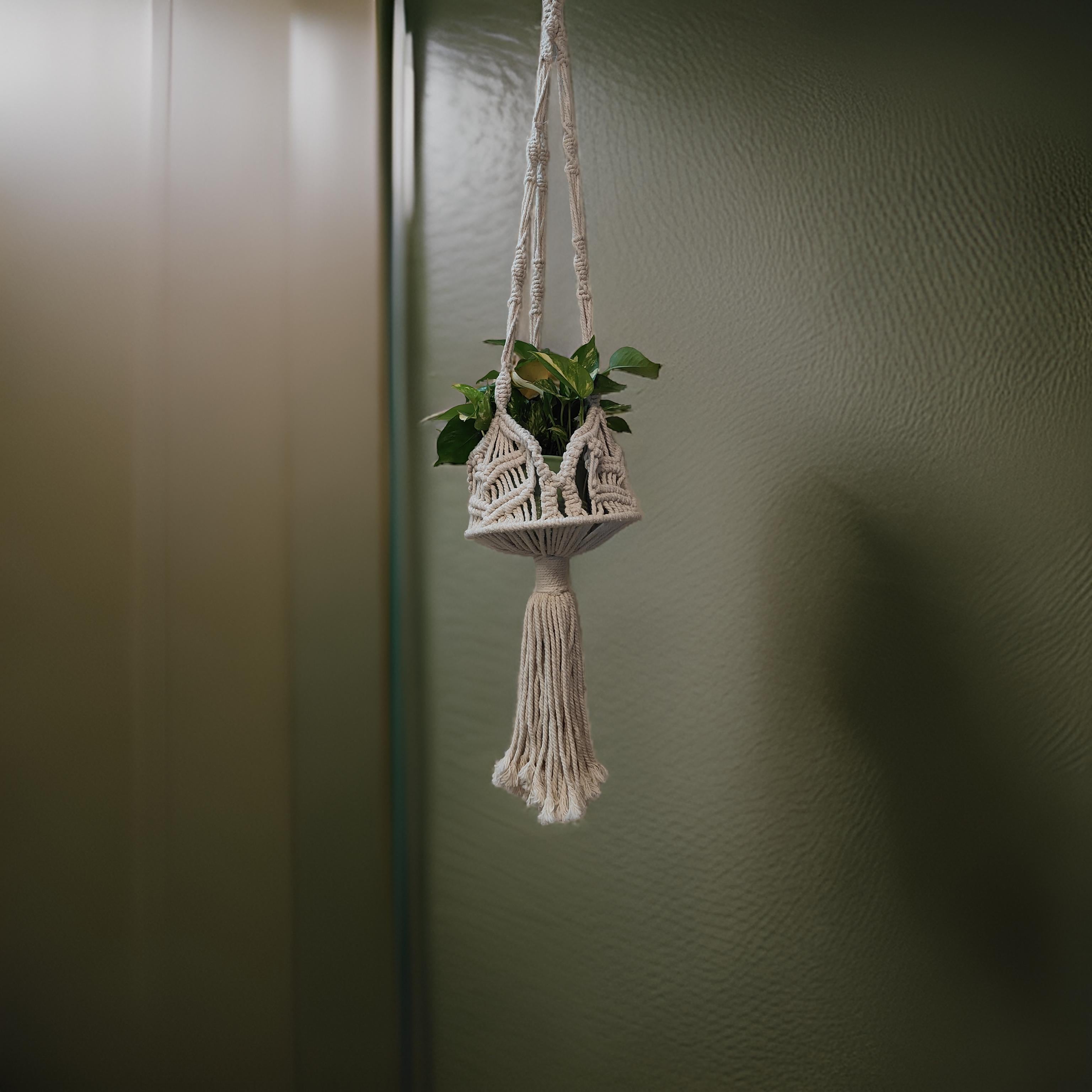 Woven Macrame Wall Hanging with 3 Baskets – Handmade Cotton Rope Organizer, 10.2 x 39 Inches Boho Storage & Décor for Plants Toys Accessories Entryway or Bedroom