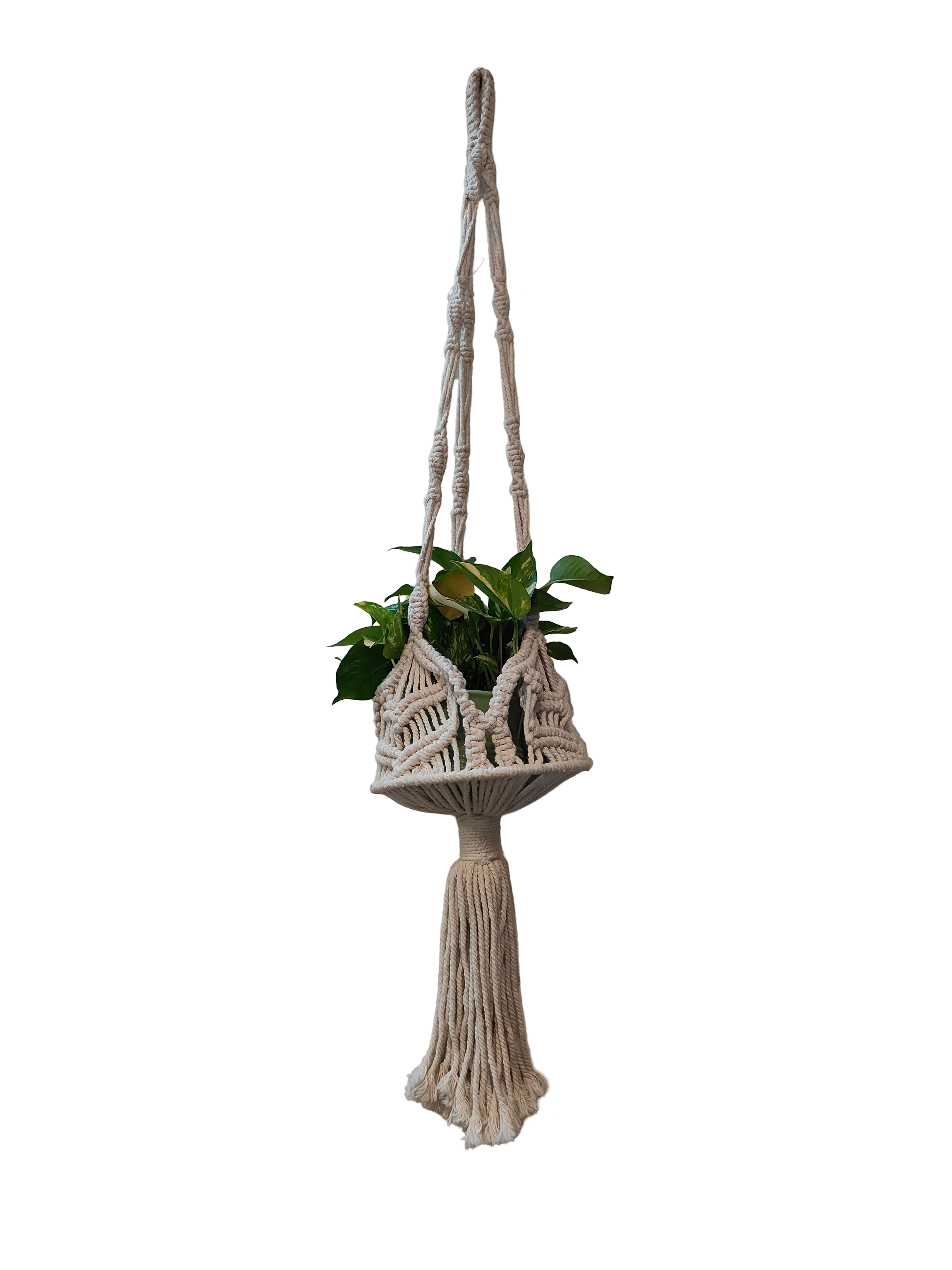 Woven Macrame Wall Hanging with 3 Baskets – Handmade Cotton Rope Organizer, 10.2 x 39 Inches Boho Storage & Décor for Plants Toys Accessories Entryway or Bedroom