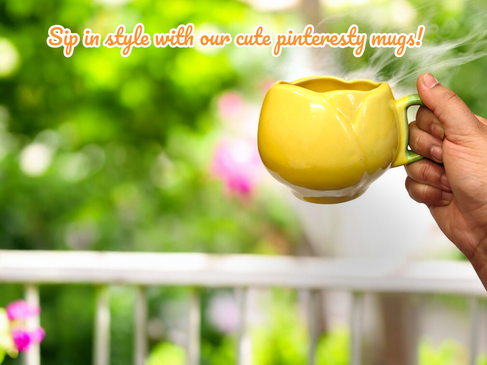 Tulip Shaped Ceramic Mug Yellow and Green Flower Coffee or Tea Cup – 12 oz Floral Mug for Hot Beverages Unique Gift for Garden and Flower Lovers